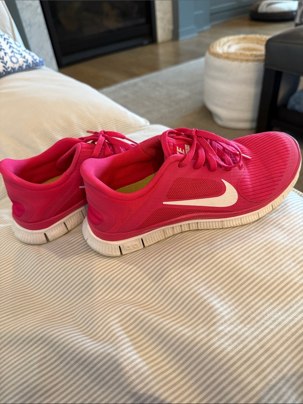 Nike Women's Hot Pink Athletic Running Shoes with White Swoosh
